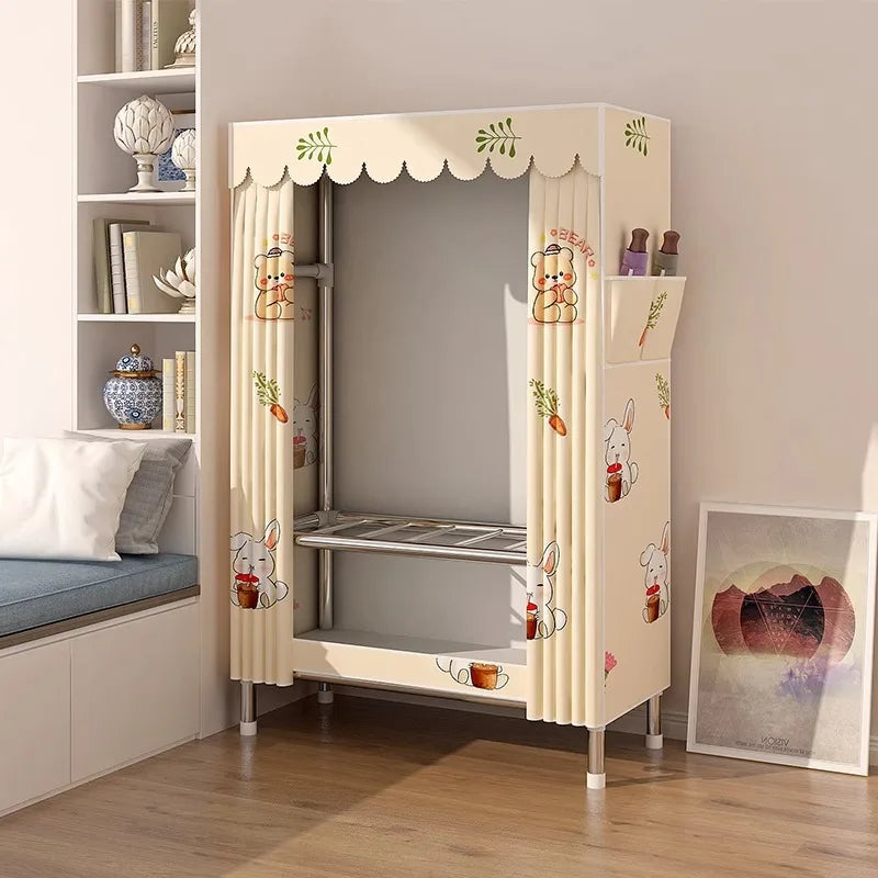 Armario de tela portátil Ropero Armario Dormitorio Habitación de alquiler Pequeño gabinete de almacenamiento plegable Fácil montaje Organizador duradero