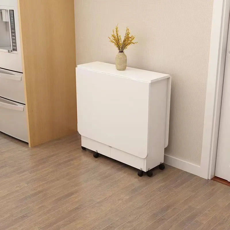Mesa de comedor plegable para el hogar, apartamento pequeño, polea móvil, retráctil, rectangular, sencilla, multifuncional