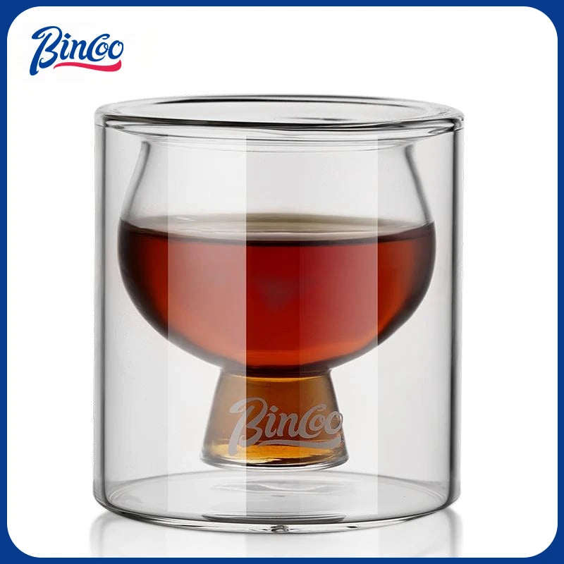 Taza de café de vidrio grueso de doble capa BINCOO, taza de café expreso de borosilicato resistente al calor para el hogar y la oficina, 80 ml