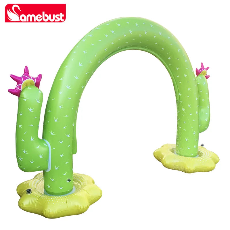 Camebust Spray Mat Piscina Ola Colchoneta de Agua para Niños Aspersor de Césped al Aire Libre Jardín Colchoneta de Agua Cactus Inflable Juguete de Juego para Piscina