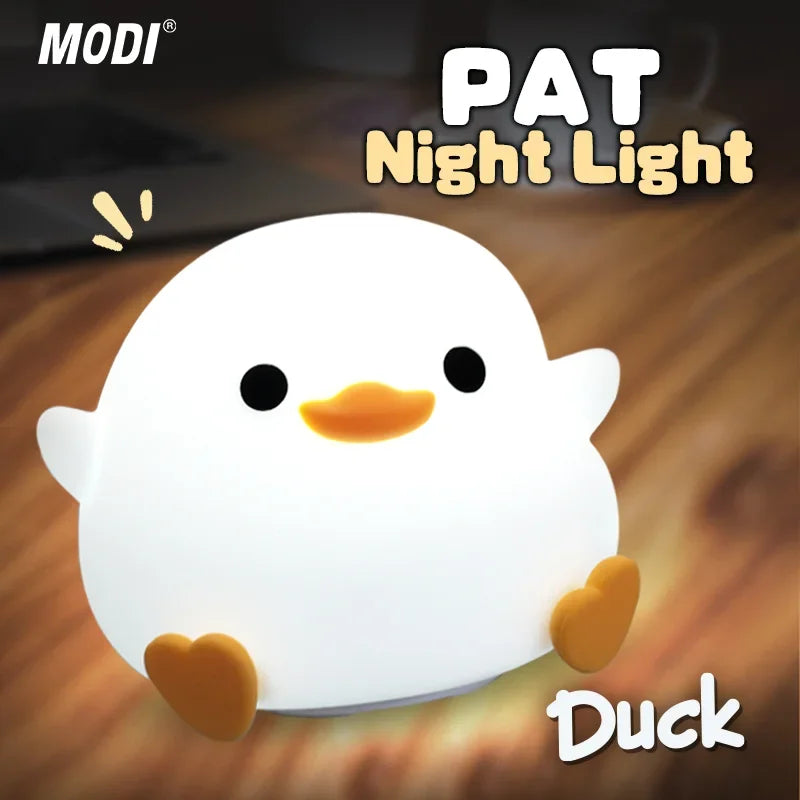 GGbingo Luz de Noche Recargable LED de Silicona con Forma de Animal de Dibujos Animados para Niños, Lámpara con Sensor Táctil, Temporizador, USB, Decoración para Habitación Infantil