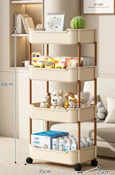 Carrito Móvil con Ruedas para Almacenamiento, Cocina, Baño, Dormitorio, Estantería Multicapa para Aperitivos, Organizador, Accesorios para el Hogar