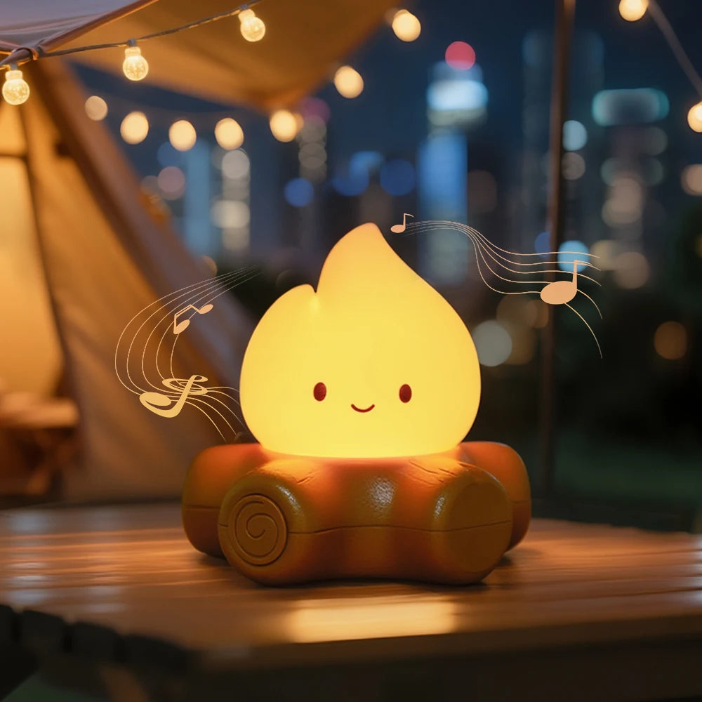 Luz nocturna LED de tocón de llama, luz nocturna de estaca de fuego, luz nocturna de ruido blanco, linda luz ambiental, regalos de decoración interior para niños