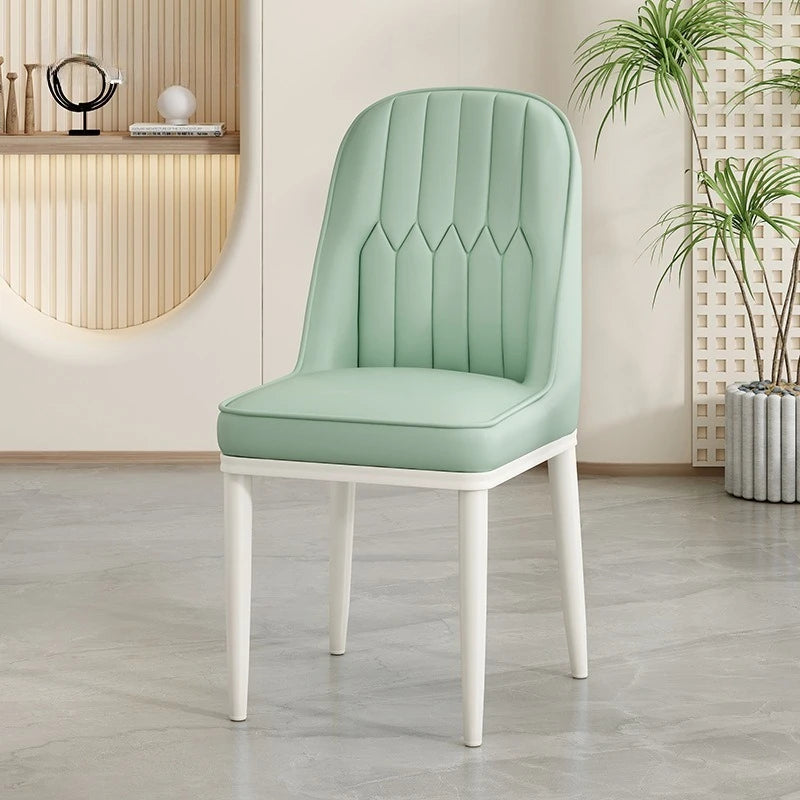 Silla de Comedor Moderna Tapizada Acolchada Color Crema con Respaldo Alto Suave Minimalista para Cocina Comedor Cafetería Hotel Taburete Muebles para el Hogar