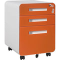 Lockable Secure 3-Drawer Metal File Cabinet Mobile Under Desk Storage on 5 Wheels, Anti-Tilt, for Home Office Organization