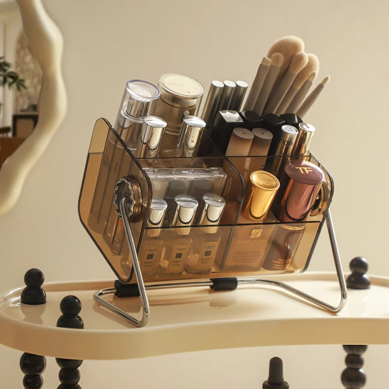 Vintage Cosmetic Storage Box Stationery Storage Dressing Lipstick Eye Shadow Brush Makeup Brush Drum Removable Storage Rack