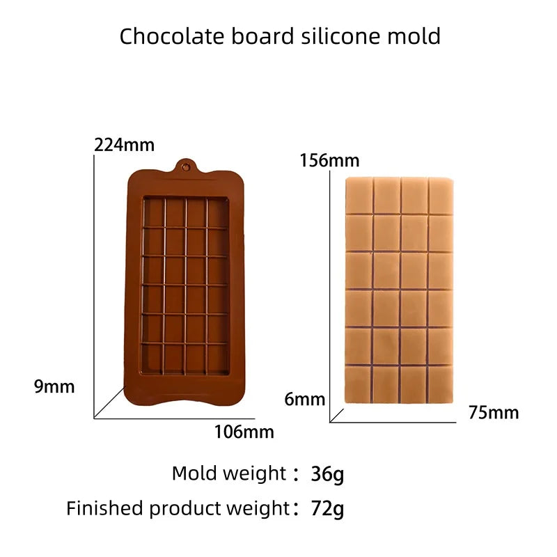 Moldes de chocolate para repostería, moldes de pastel cuadrados de silicona de alta calidad, ecológicos, para hacer tú mismo, 1 unidad, de calidad alimentaria, con 24 cavidades, herramientas para dulces