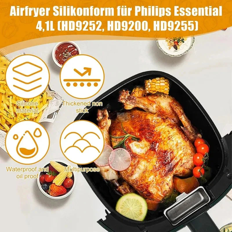 Molde de silicona para freidora de aire para accesorios de freidora de aire Philips HD9252 HD9200 HD9255, compatibilidad con freidoras de aire de 4-5 litros