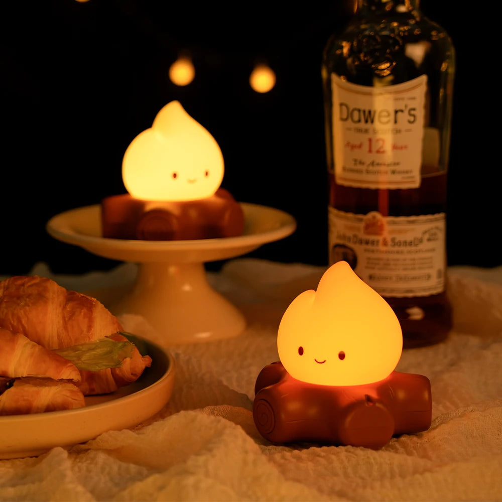 Luz nocturna LED de tocón de llama, luz nocturna de estaca de fuego, luz nocturna de ruido blanco, linda luz ambiental, regalos de decoración interior para niños
