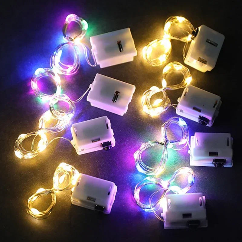 Luces LED de hadas, cadena de luces con pilas de botón, decoración de guirnalda para Navidad, boda, Año Nuevo, dormitorio, sala de estar, jardín