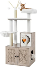 Árbol para gatos con arenero oculto, torre moderna para gatos de 59 pulgadas, condominio 2 en 1 con postes rascadores, cojín extraíble lavable