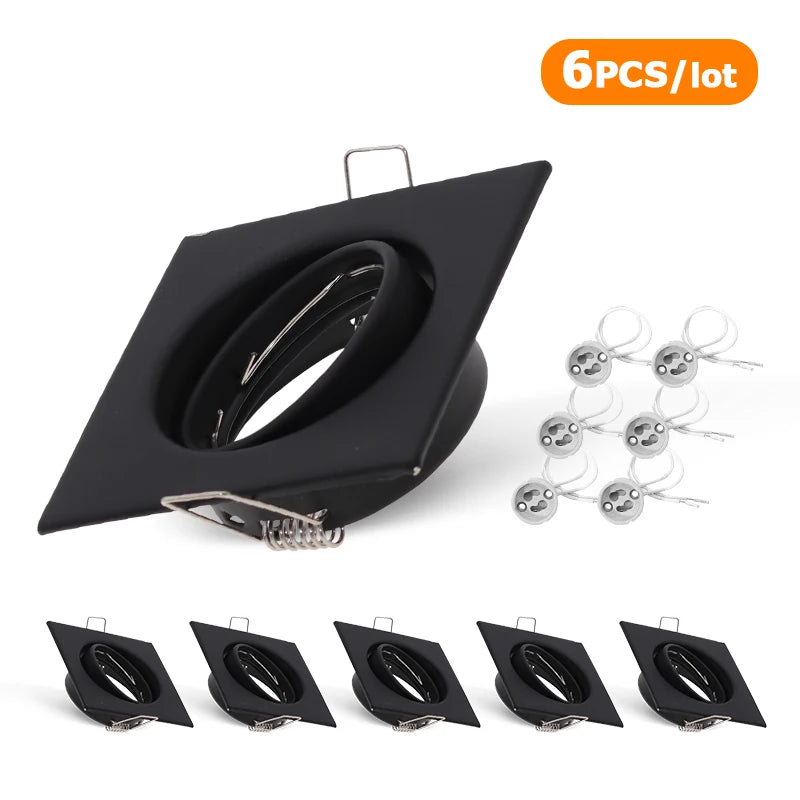 Marco empotrable cuadrado LED para foco orientable MR16 GU10, soporte para downlight