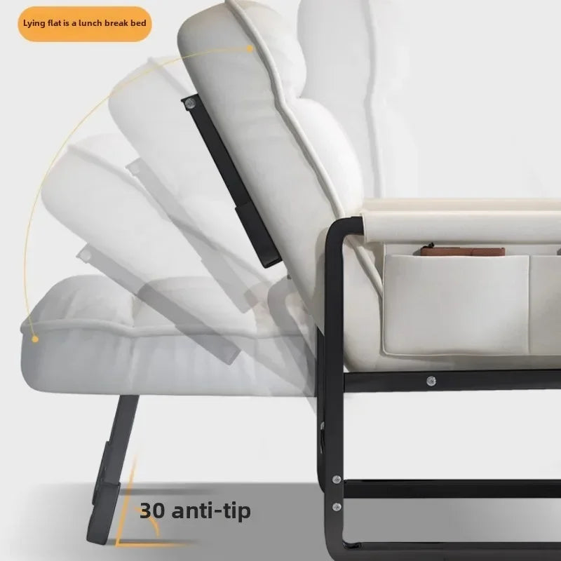 Silla reclinable de oficina, silla plegable para la hora del almuerzo, silla de ordenador, silla de sofá perezosa de doble propósito con respaldo, se puede sentar y acostar
