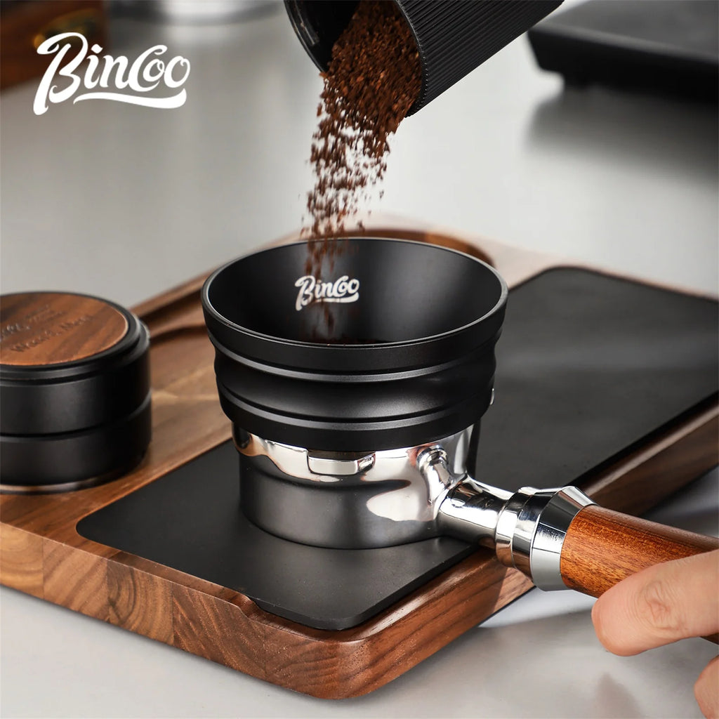 Anillo dosificador universal Bincoo para portafiltros, embudo de aluminio antiderrame de 3,2 cm con imanes potentes, compatible con asas de café de 51 mm y 58 mm