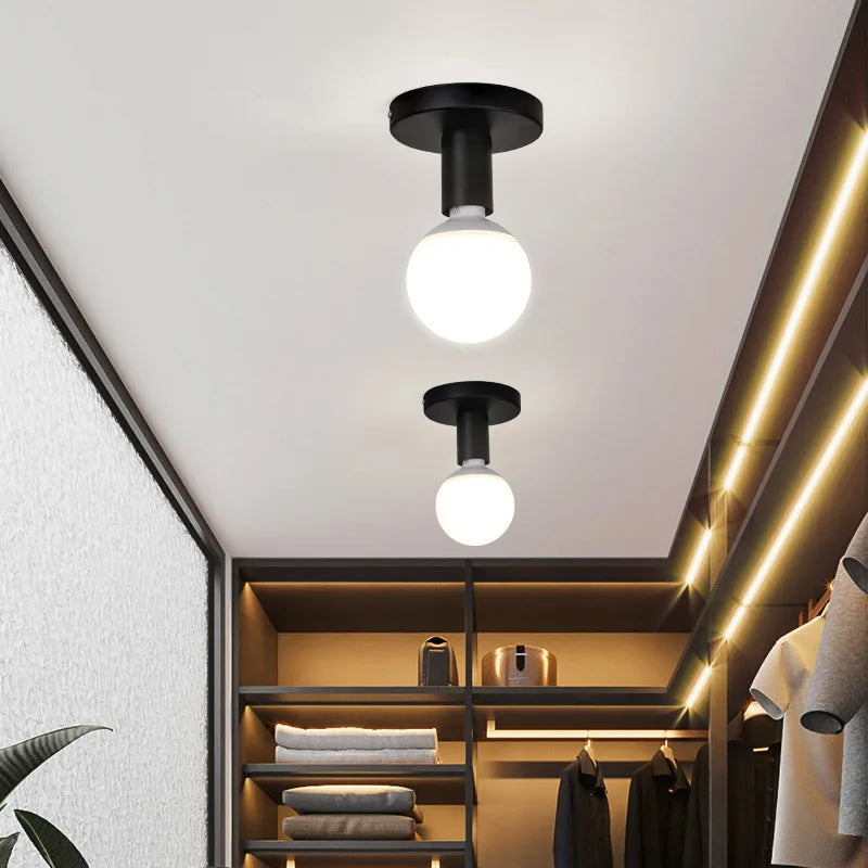 Base de Lámpara Moderna Negra E27 de Hierro Retro Nórdico para Sala de Estar Dormitorio Baño Lámpara de Techo Soporte de Lámpara de Pared