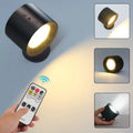 Lámpara de pared LED de doble cabezal, control táctil remoto, giratoria 360°, recargable USB, inalámbrica, portátil, luz nocturna para dormitorio, lámpara de lectura
