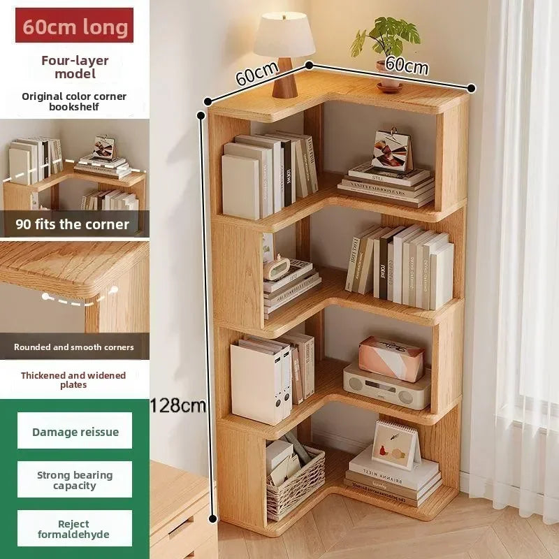 Estantería esquinera de madera maciza Estante de pie Mueble esquinero multicapa Almacenamiento organizador