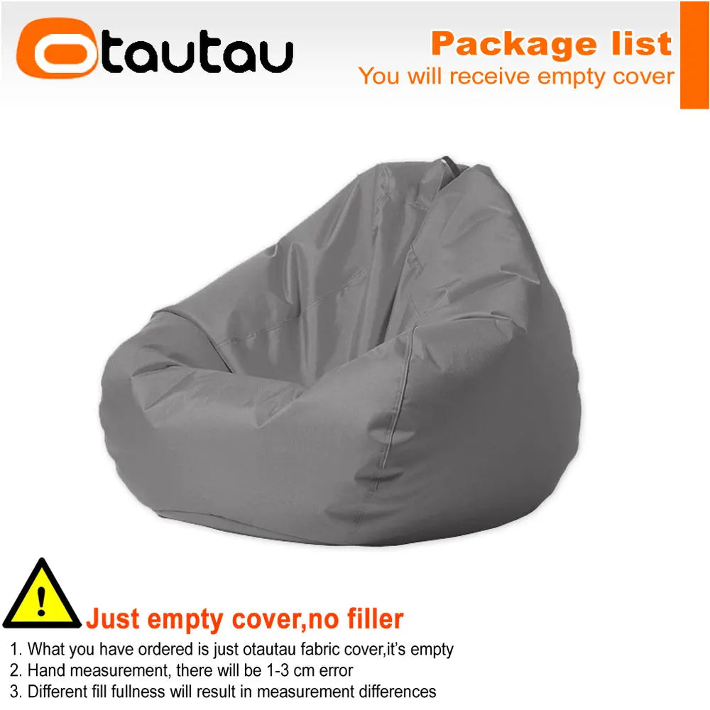 OTAUTAU Funda de puf impermeable para exteriores sin relleno, jardín, playa, piscina, puf flotante, silla Oxford para niños y adultos