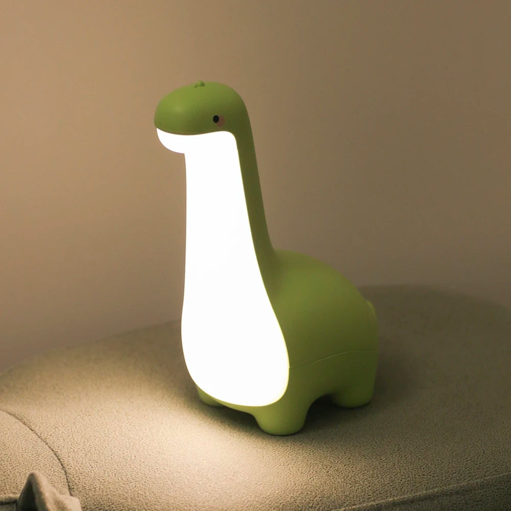 Dinosaurio Luz Nocturna Linda Luz Nocturna Infantil Protección Ocular Lámpara de Mesita de Noche con Temporizador Carga USB Decoración de Habitación Regalo para Niños