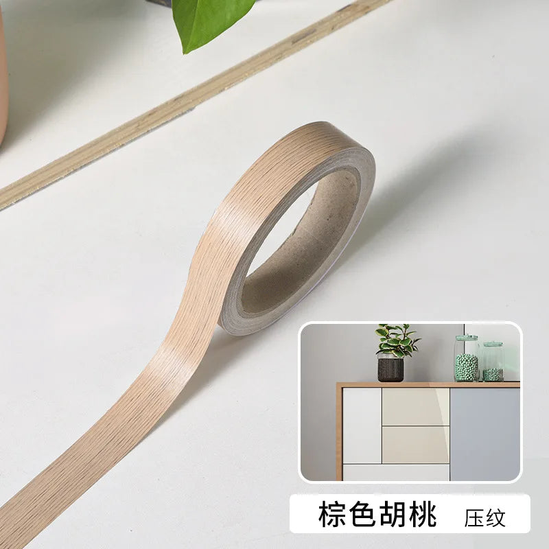 Cinta de borde de muebles termofusible Cinta de grano de madera Madera real Adhesivo previo Embellecedor de marcos de cama Borde decorativo Hermosas uniones