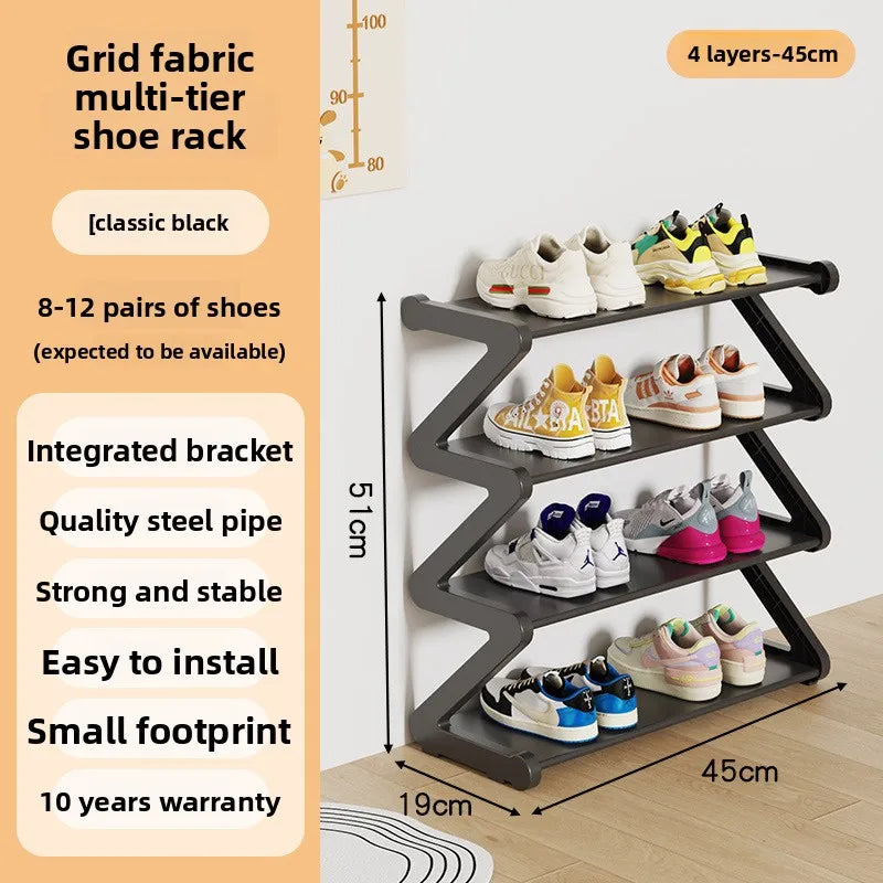 Zapatero sencillo Estante de almacenamiento multifuncional Zapatero en forma de Z multicapa Zapatero para dormitorio doméstico