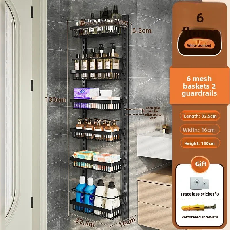 Estante de almacenamiento de especias y condimentos de pared multicapa ajustable para gabinete de cocina, sin perforaciones, para colgar en la pared