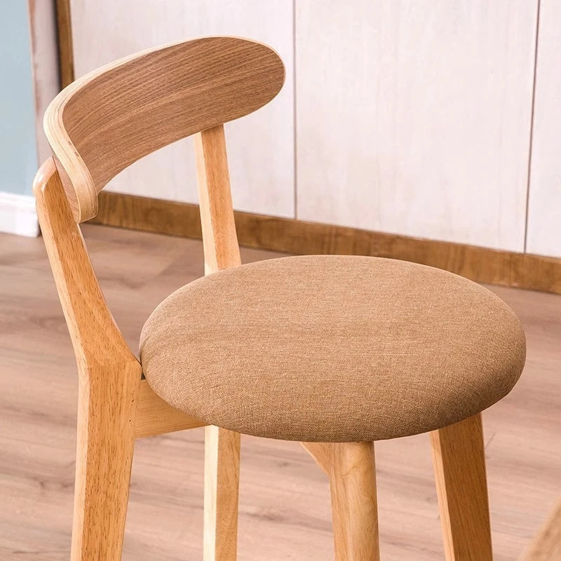Taburete de barra de madera maciza con respaldo alto, altura de mostrador, moderno, minimalista, para barra de casa, asiento de isla de cocina, sillas para barra, silla de barra