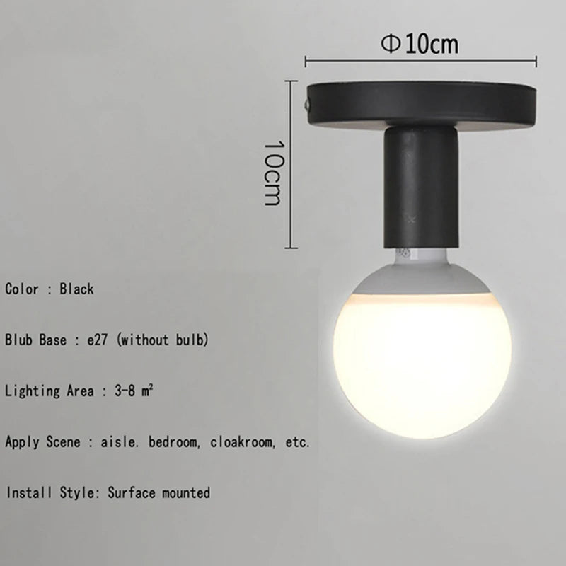 Base de Lámpara Moderna Negra E27 de Hierro Retro Nórdico para Sala de Estar Dormitorio Baño Lámpara de Techo Soporte de Lámpara de Pared