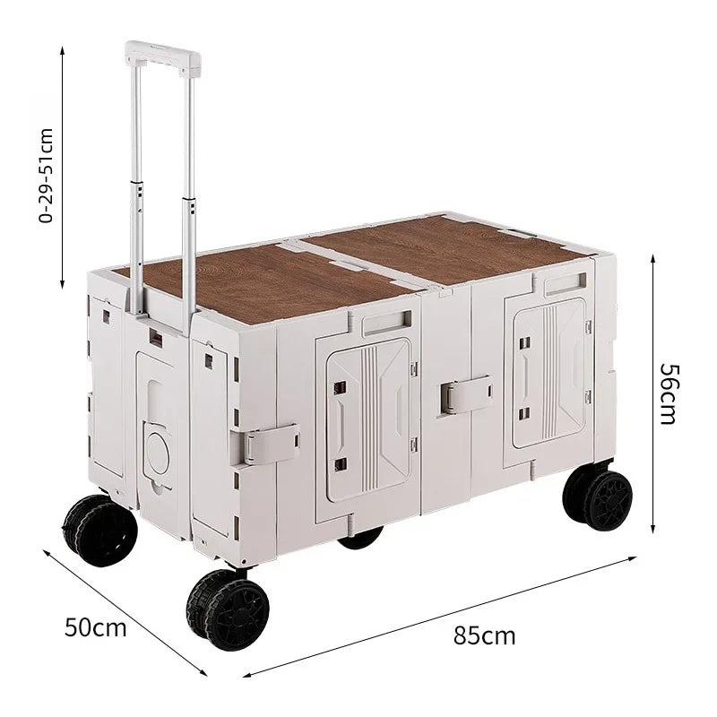 Carro de camping al aire libre, maleta trolley, herramientas de picnic, mesa de comedor plegable móvil para coche, carro de camping multifuncional