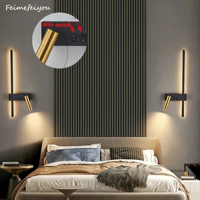 Lámparas de pared nórdicas modernas luces LED para habitación, decoración del hogar, lámpara de cabecera interior, lámparas de aplique de pared para sala de estar, sofá de fondo
