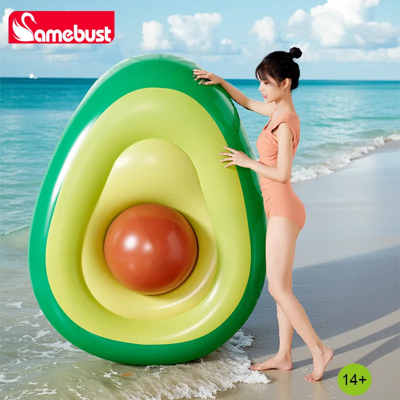 Camebust Aguacate Hinchable Flotante de PVC Anillo de Natación Flotadores de Piscina Tumbona Hinchable con Bola Hinchable para Decoración de Fiesta