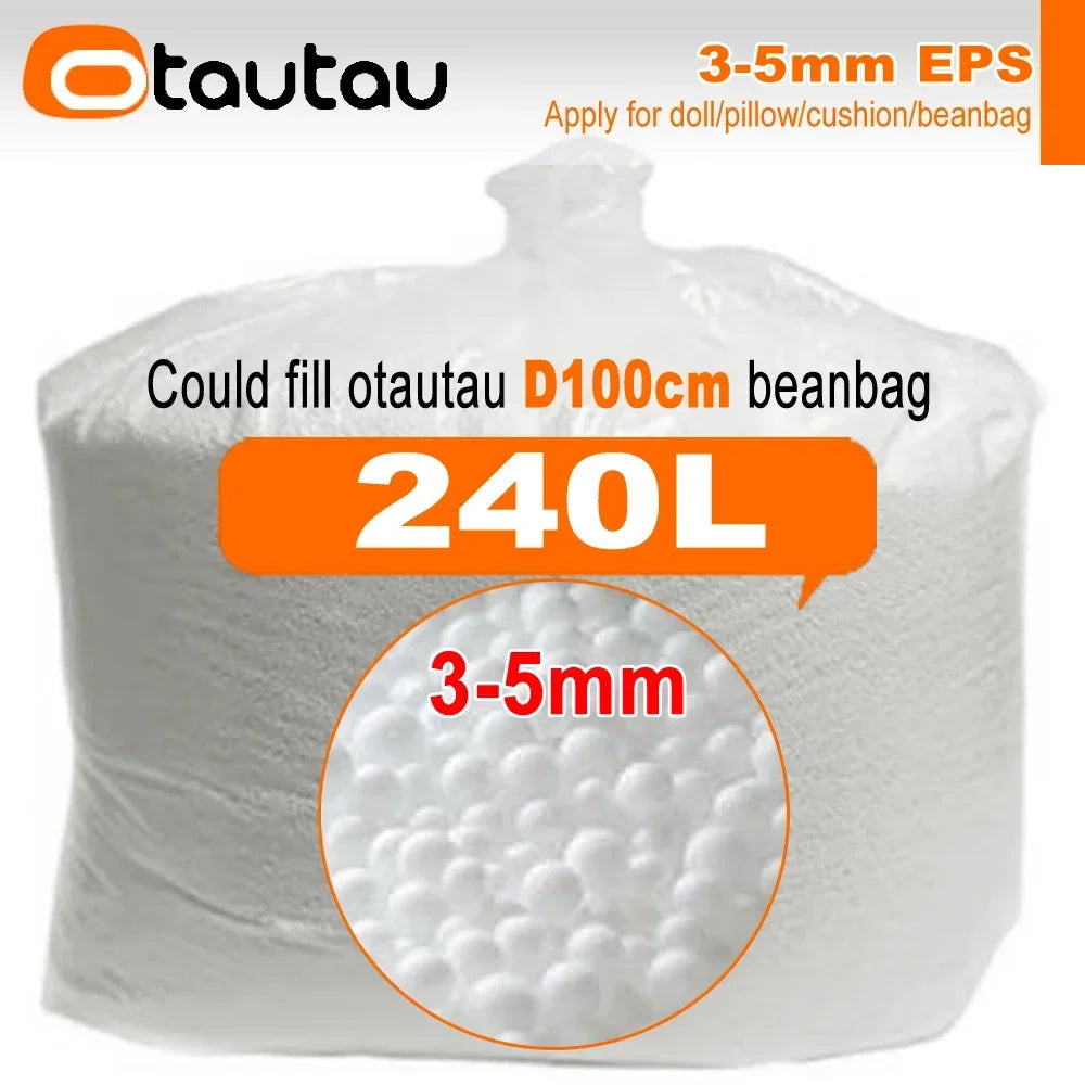 OTAUTAU Relleno de Bolas de EPS de 240 L para Puf de Puf de 3 pies 3-5 mm Cojín de Almohada de Poliéster Bolsa de Frijoles Silla Escena de Nieve TL001
