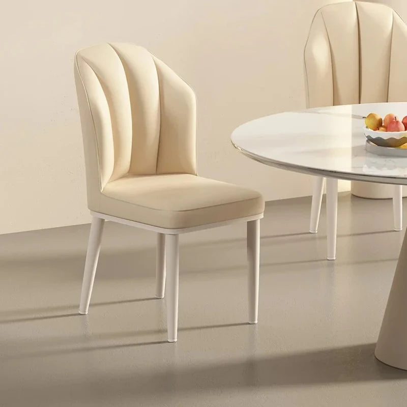 Silla de comedor color crema - Sillón moderno minimalista con patas de madera, silla decorativa de mediados de siglo para sala de estar y comedor