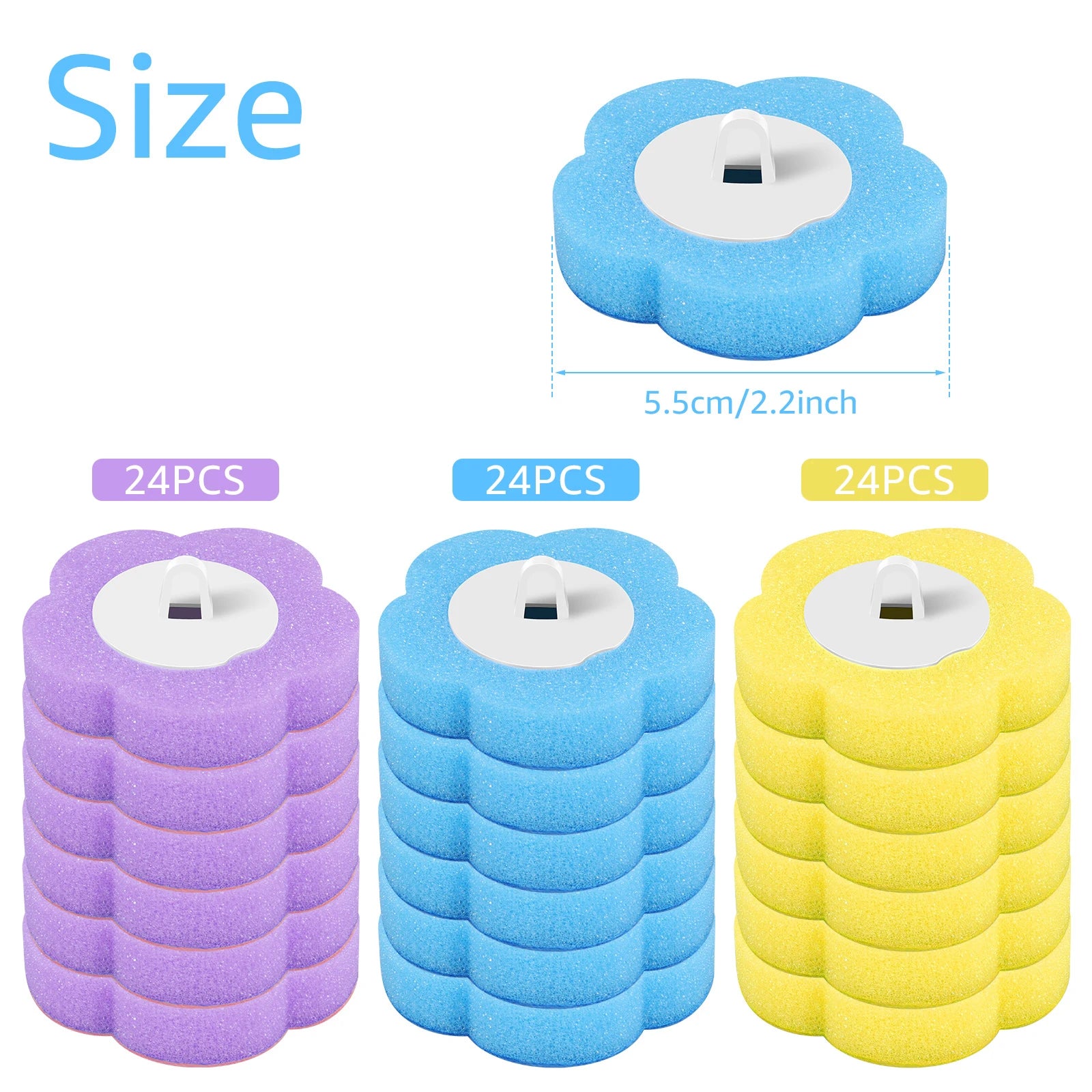 Kit de varita para inodoro, juego de escobilla de baño montado en la pared con 24 cabezales de repuesto, herramienta de limpieza efectiva para el baño 360° para el hogar