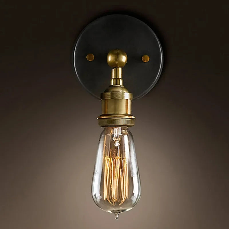 Lámpara de pared americana de una sola cabeza, estilo industrial retro para dormitorio, sala de estar, estudio, pasillo, escalera, lámpara de pared E27