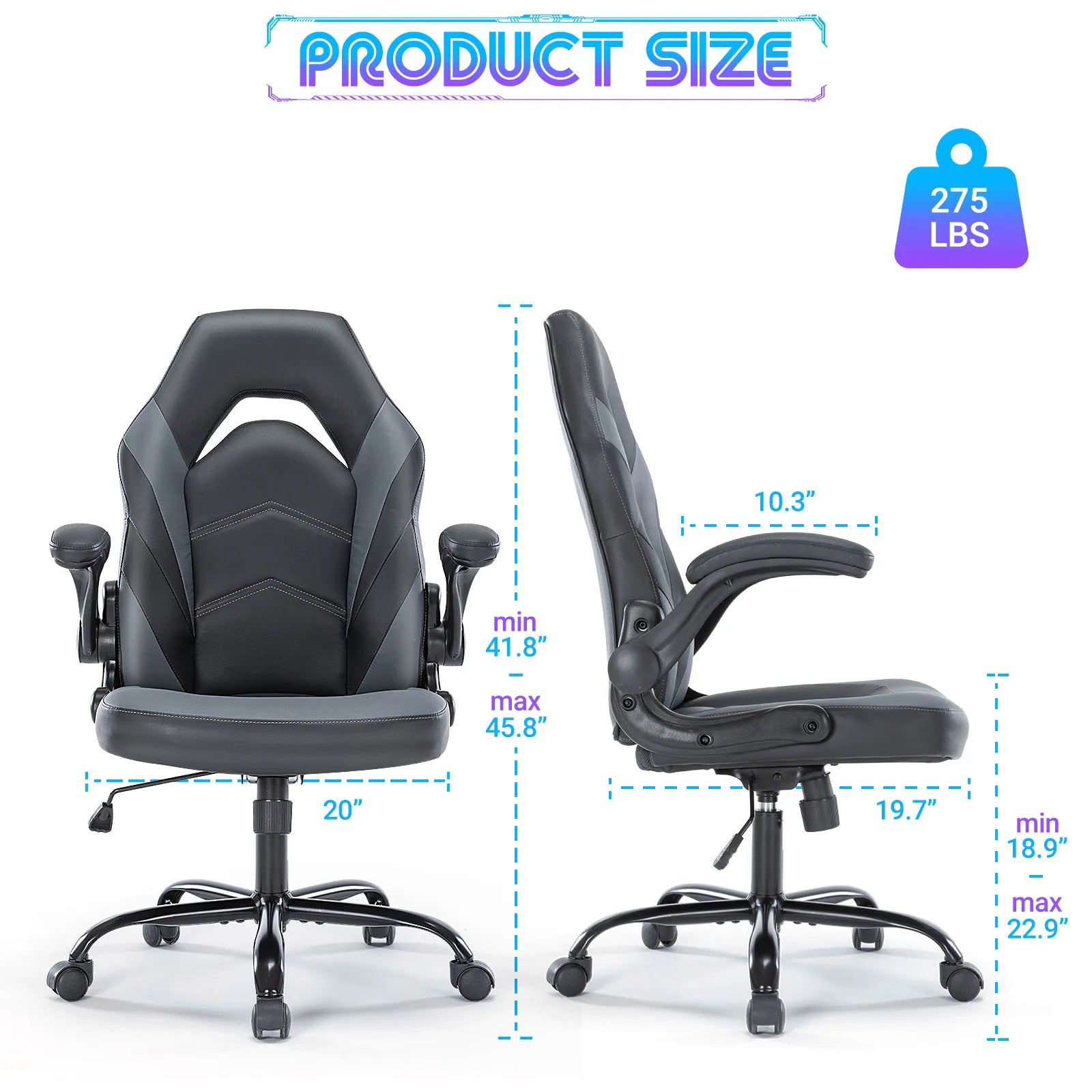 JHK Silla de escritorio ergonómica para oficina, ordenador, hogar, juegos, ajustable, de cuero PU, estilo de carreras, con reposabrazos abatible para muebles de Navidad