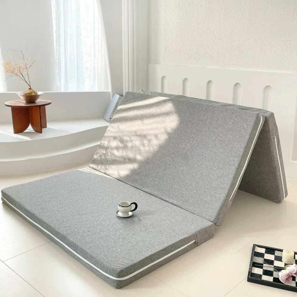 Colchón plegable de espuma viscoelástica de 3 capas con soporte para sueño profundo y tatami portátil que ahorra espacio para el hogar