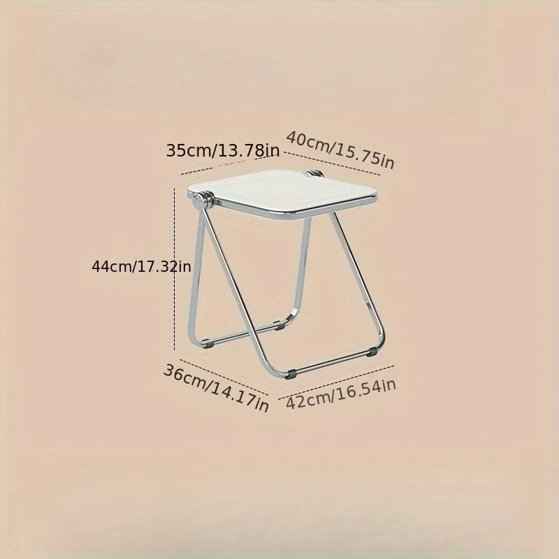 Elegante Mesa Auxiliar Plegable Transparente - Mesa de Centro Moderna con Marco Metálico, Ideal para Sala de Estar, Dormitorio y Almacenamiento Compacto