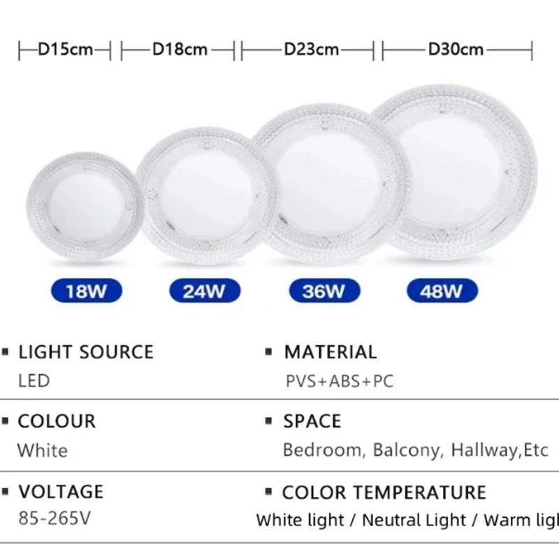 Ultra-thin Round LED Ceiling Light Bedroom Light Neutral White Cool White Warm White 48W 36W 24W 18W LED Ceiling Light AC90-260V