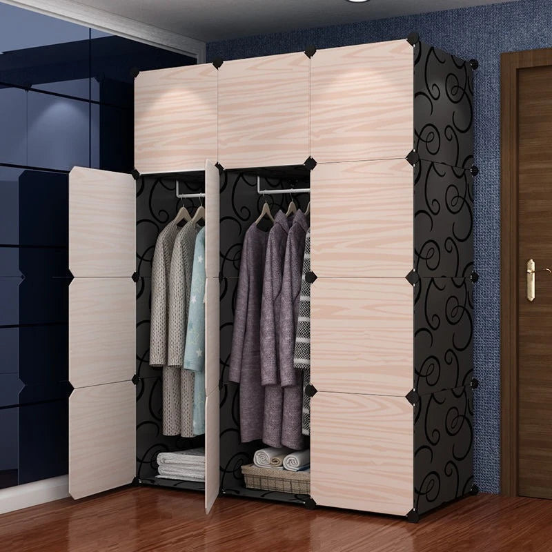 Armario de tela portátil de fácil montaje, organizador de ropa, armario de almacenamiento para dormitorio de alquiler, muebles ligeros y duraderos