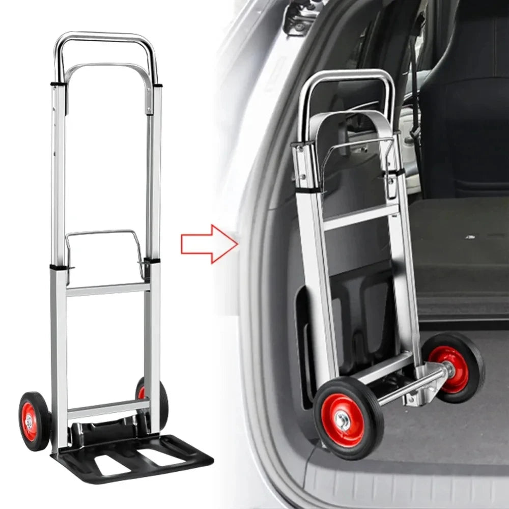 Folding Moving Cart with Wheels, Portable Lightweight Hand Truck Dolly for Warehouse, Transport & Home
