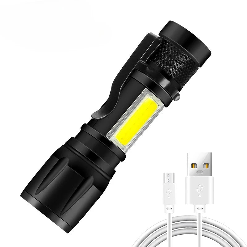 Linterna LED Recargable con Zoom y Pantalla LCD 3 Modos Impermeable Linterna de Mano de Alta Potencia para Camping al Aire Libre