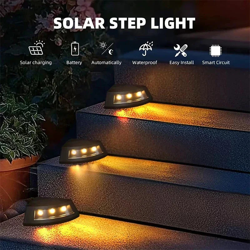 Luces Solares para Escalones Exteriores, Luz de Escalera Impermeable IP65, para Jardín, Porche, Puerta Principal, Patio, Terraza
