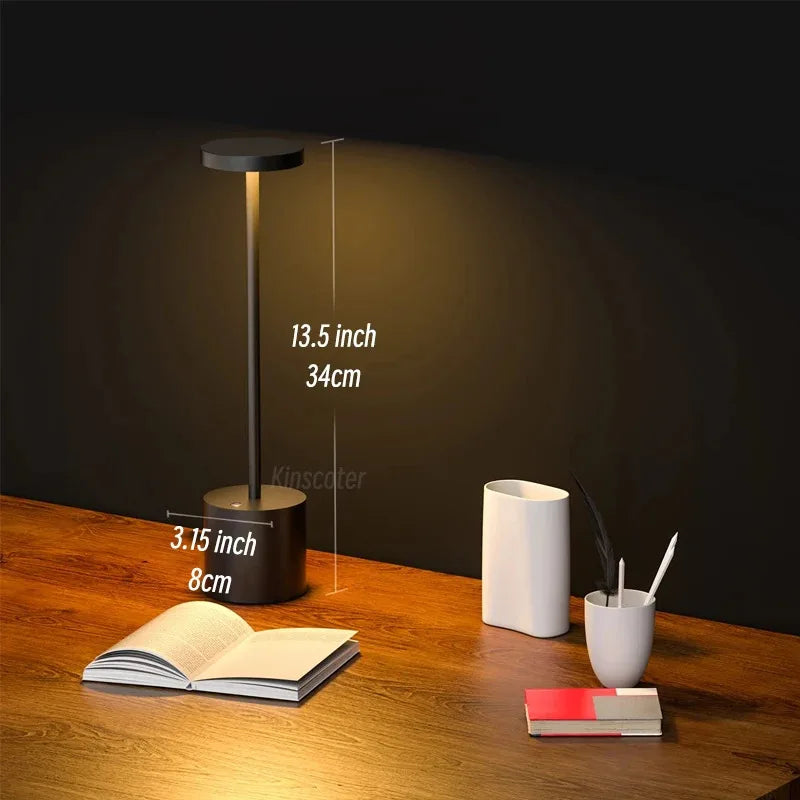 Lámpara de mesa LED con sensor táctil, luz nocturna de escritorio, recargable, inalámbrica, lámpara de lectura, 3 colores ajustables, luz ambiental creativa