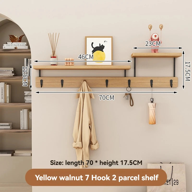 Gancho de madera maciza para ropa, perchero multifuncional para la pared de la entrada, gancho para llaves, perchero de pared sin perforaciones