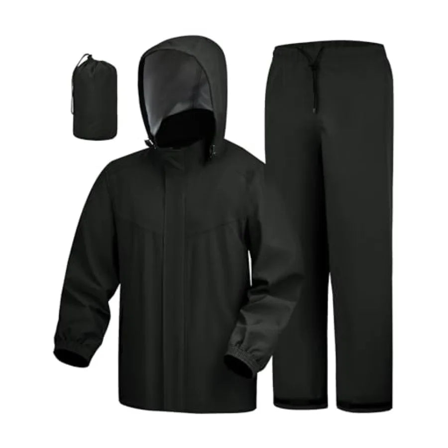 Traje de lluvia iCreek impermeable con capucha, transpirable, ligero, plegable, chaqueta y pantalón, para hombres y mujeres, para senderismo, pesca, golf.