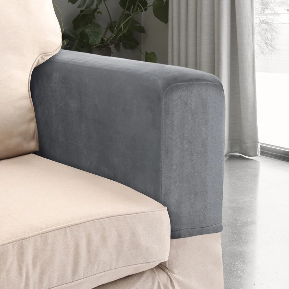 Protector de reposabrazos de sofá de 2 piezas, fundas universales para sillón, antideslizantes, suaves y cálidas, fundas gruesas para reposabrazos de sofá, protector de muebles