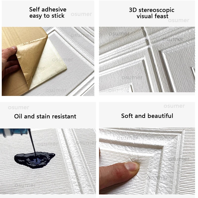 70cm*70cm Decoración de Habitaciones 3D Decoración Cálida Pegatinas de Pared Autoadhesivas Papel Tapiz de Espuma Impermeable Anticolisión Fondo de Techo