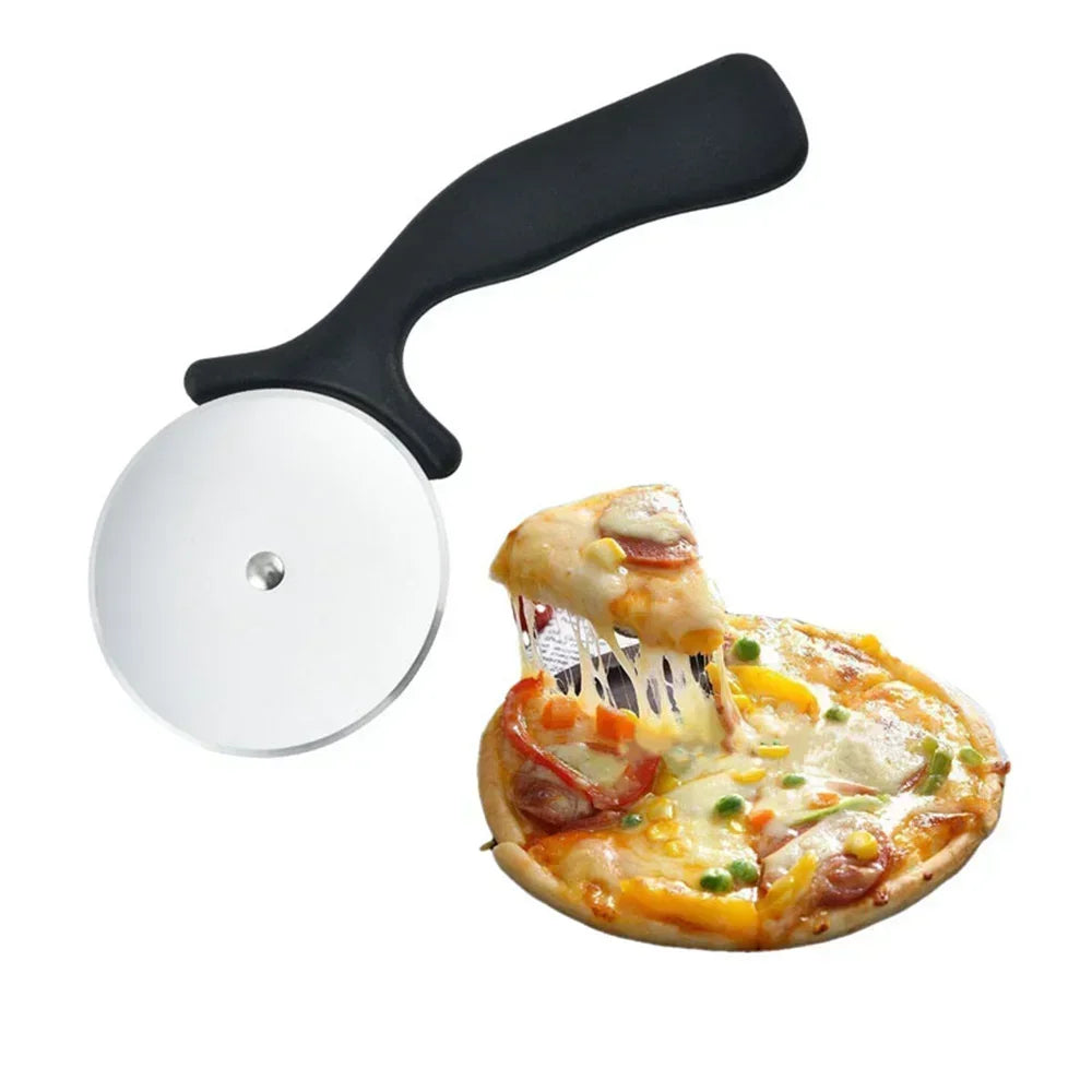 Accesorios de cocina de cortador de pizza nuevos, cortador de masa de acero inoxidable, cuchillo de pizza, cortador de galletas, rueda de rodillo para pastel, corte con tijera