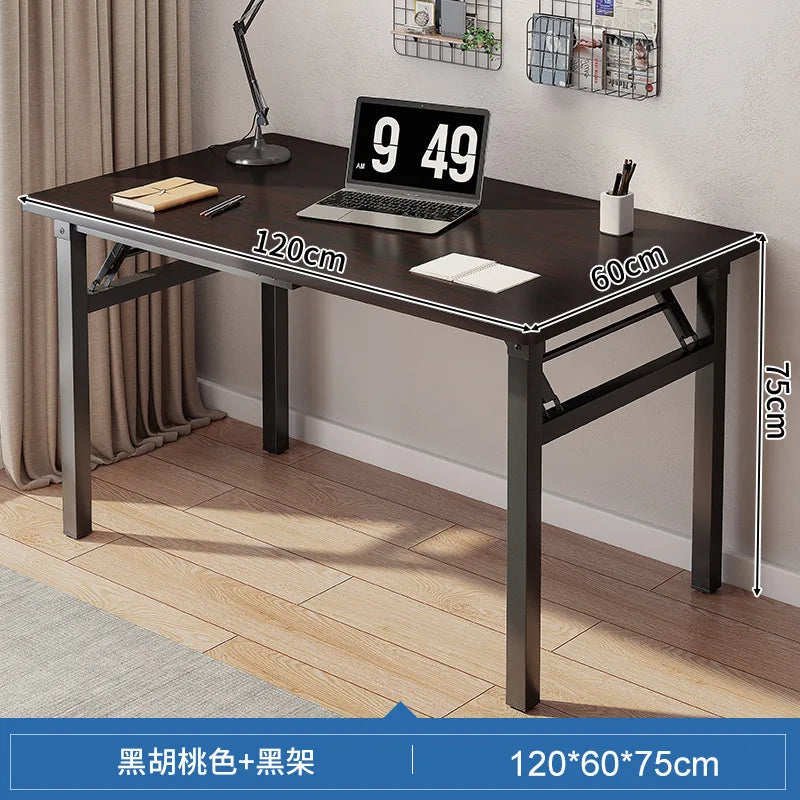 Escritorio Plegable Rectangular de Nogal para Computadora, Portátil, Ahorra Espacio, Oficina, Estudio, Aula, Capacitación, Uso Doméstico, Muebles del Hogar